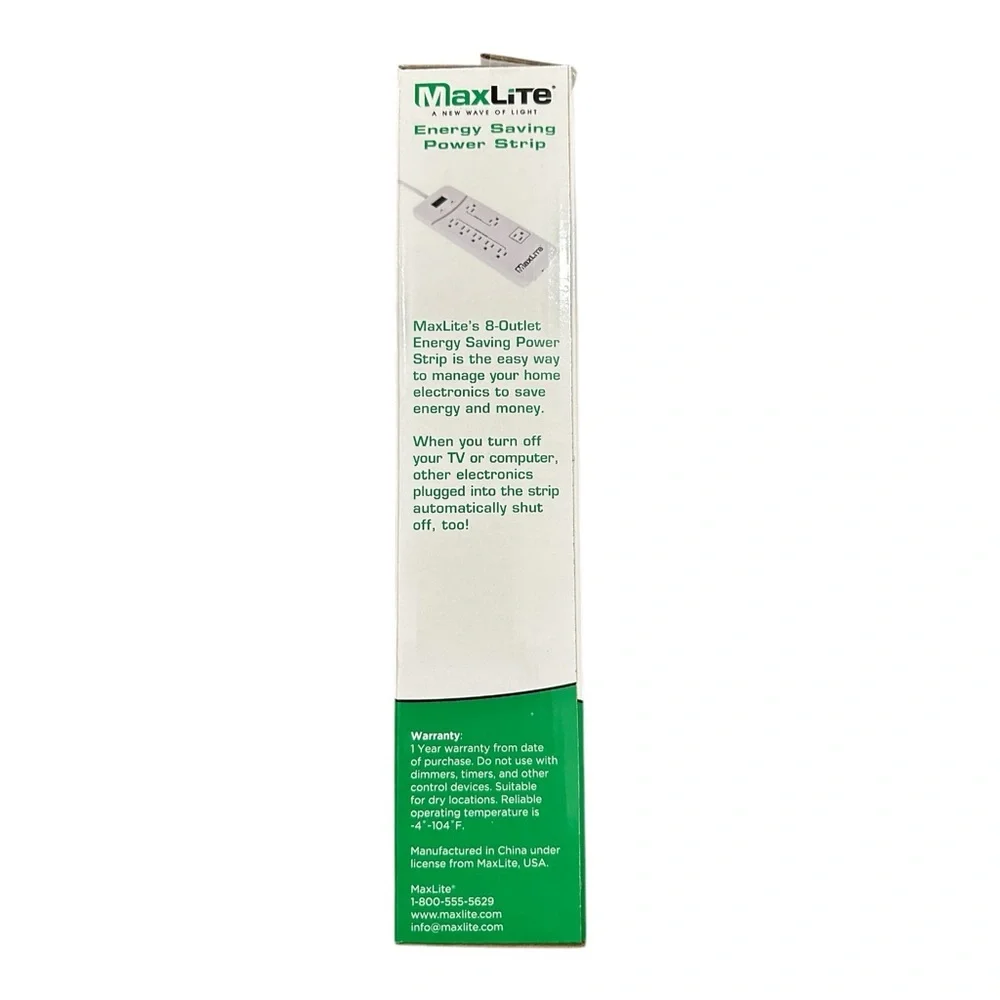 Max Lite Energy Saving Power Strip - White